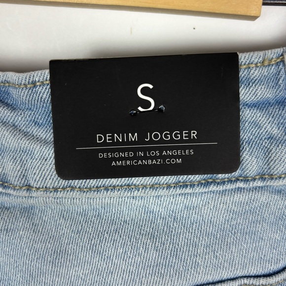 American Bazi Los Angeles Denim Joggers Baggy Distressed Denim Pockets Small - Picture 6 of 9